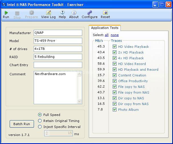 QNAP TS-459 Pro+ Turbo NAS 8. Intel NAS Performance Toolkit 3