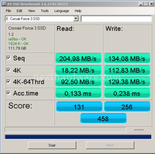 Sfida in casa Corsair: Force 3 vs Force GT 13. AS SSD BenchMark 3