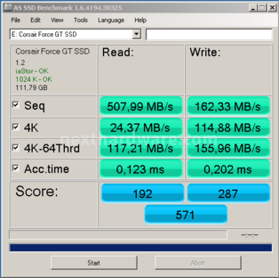 Sfida in casa Corsair: Force 3 vs Force GT 13. AS SSD BenchMark 4