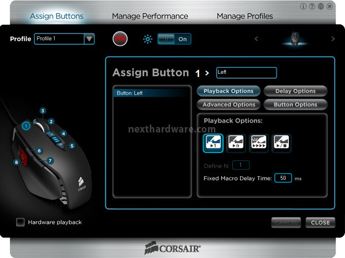 Corsair Vengeance K60 & M60 5. Software di gestione Vengeance M60 1