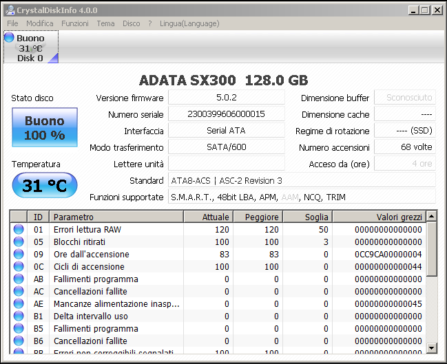 ADATA XPG SX300 128GB 3. Firmware - TRIM  - Overprovisioning 1