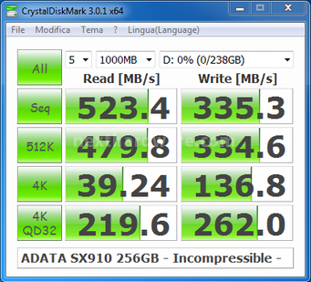 ADATA XPG SX910 256GB 13. CrystalDiskMark 3.0.1 4