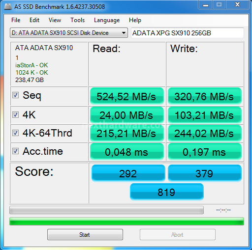ADATA XPG SX910 256GB 14. AS SSD Benchmark 1