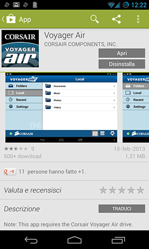 Corsair Voyager Air 1TB 6. Installazione ed utilizzo su Android 1