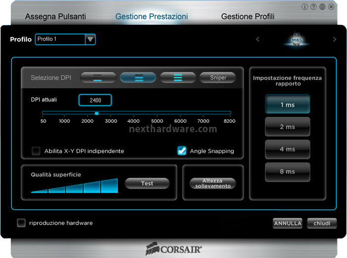 Corsair Vengeance M65 & MM400 4. Software di gestione 8