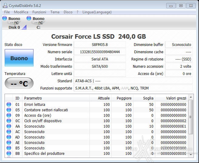 Corsair Force LS 240GB 3. Firmware - Trim - Overprovisioning - Capacità formattata 1