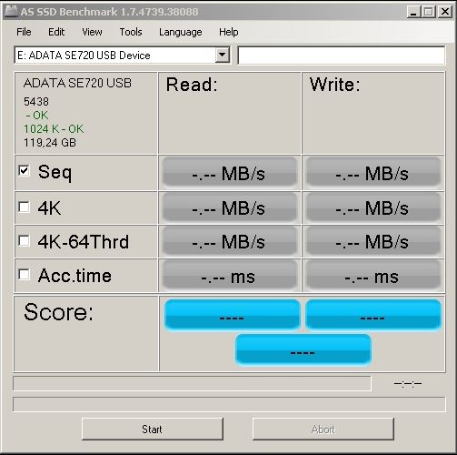 ADATA DashDrive Elite SE720  6. AS SSD Benchmark 1