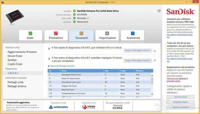 SanDisk Extreme PRO 480GB 3. Firmware - TRIM - Overprovisioning - SanDisk Dashboard 8